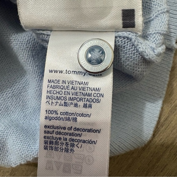 TOMMY HILFIGER Women's Baby Blue Cotton Button Cardigan Sz XXS Preppy Classic - Picture 10 of 10